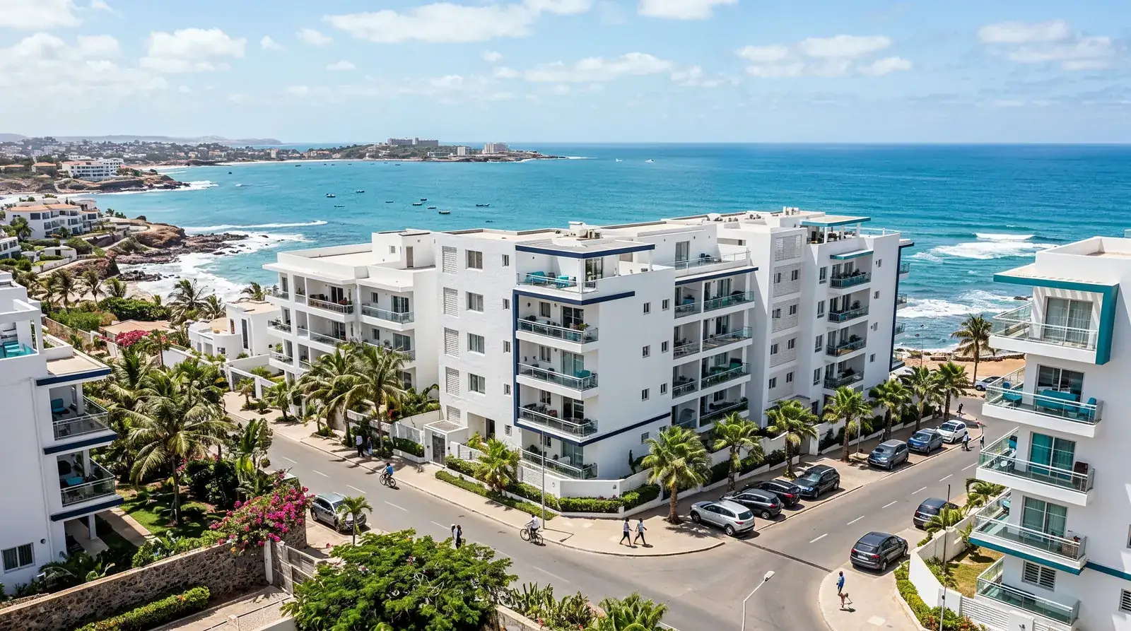 Villas et immeubles résidentiels en bord d'océan à Almadies, Dakar