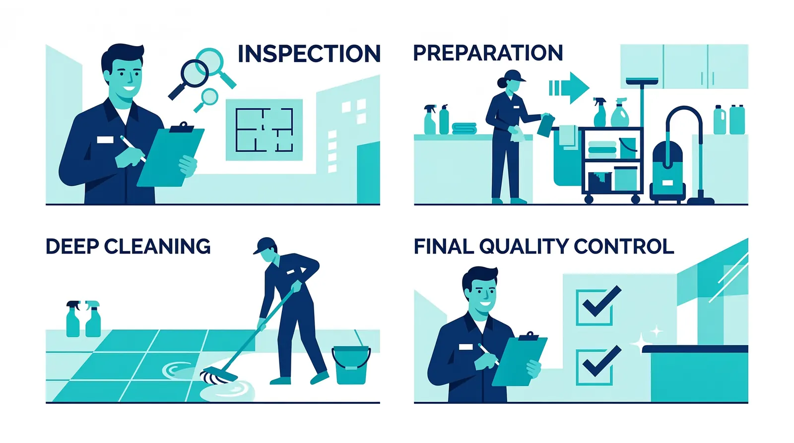 Illustration du matériel et des produits de nettoyage professionnel